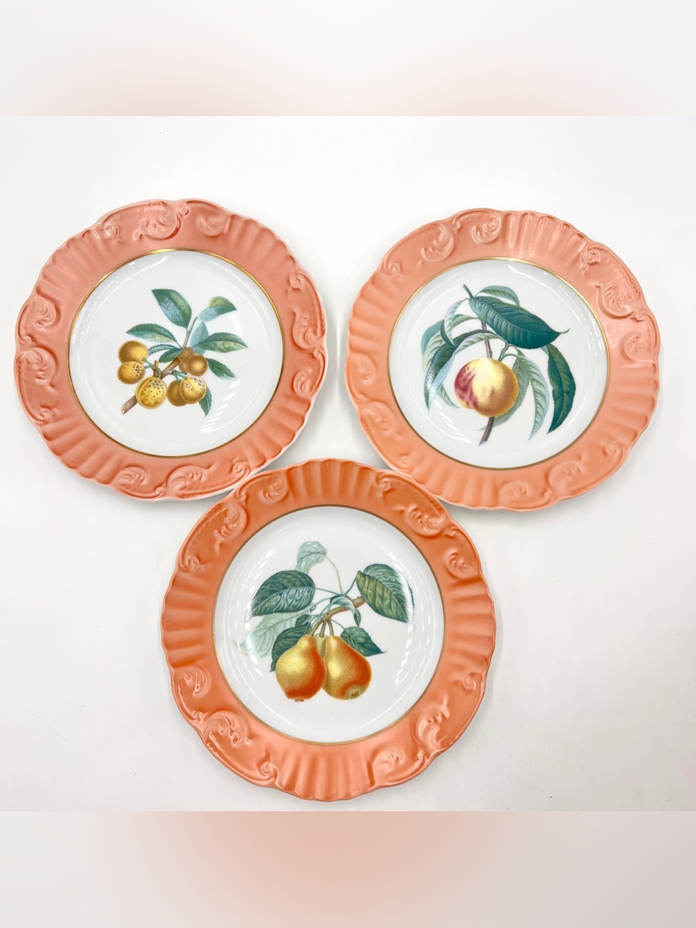Mottahedeh Vista Alegre Summer Fruit Decorative Salad Plates Set of 3 Portugal